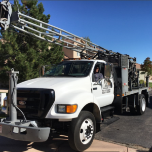 owner in drill rig parked